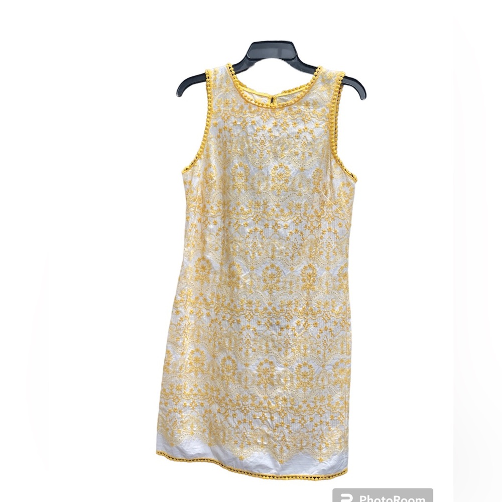 Yellow and white dress